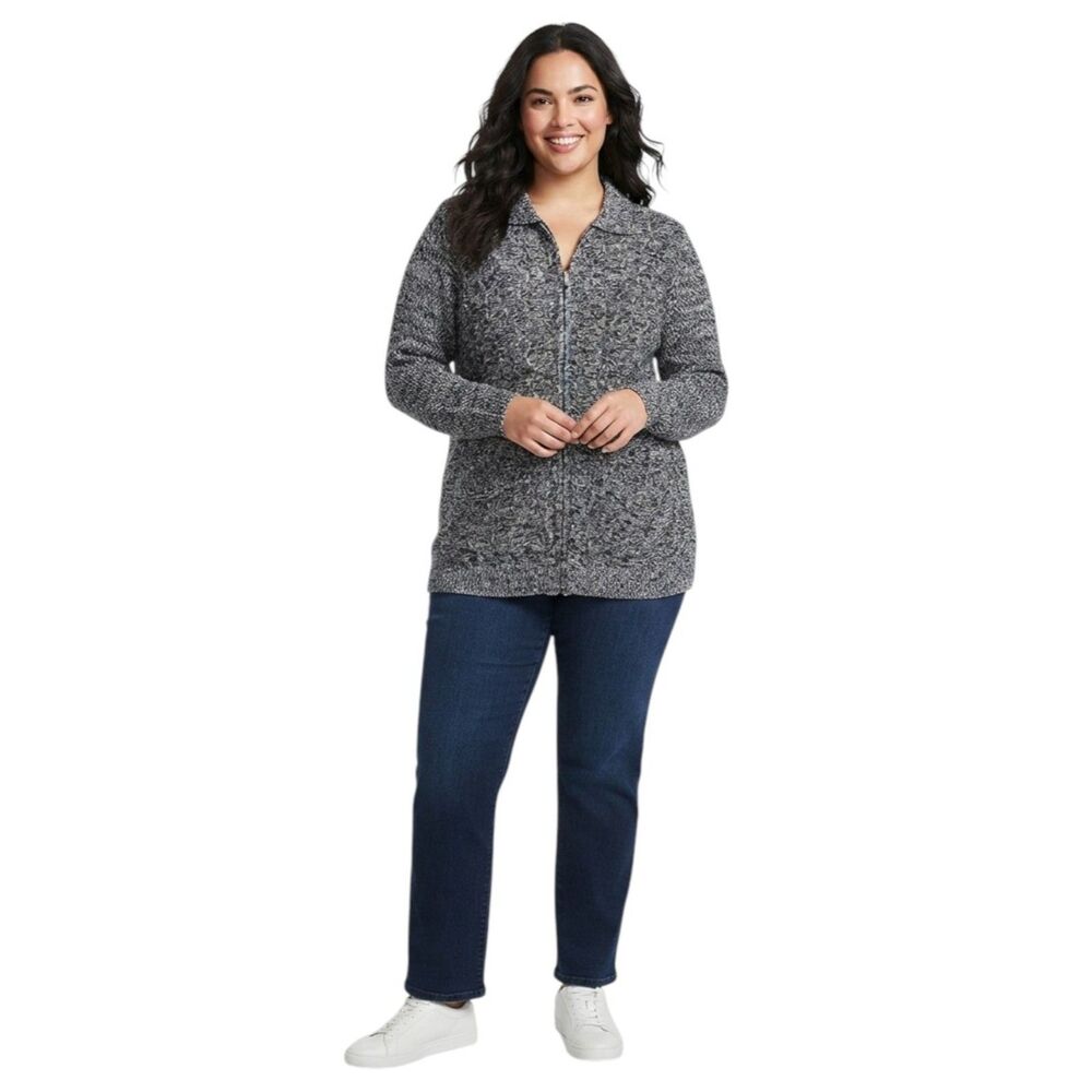 Woman Within Plus Size Heathered Zip Sweater Size 22/24